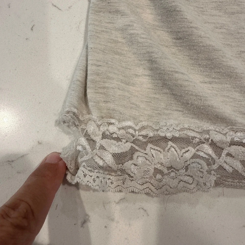 Charlotte Russe Y2K Babydoll Lace Trim Cami Top Heathered Grey Womens Medium